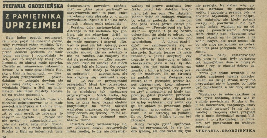 Z pamiętnika uprzejmej