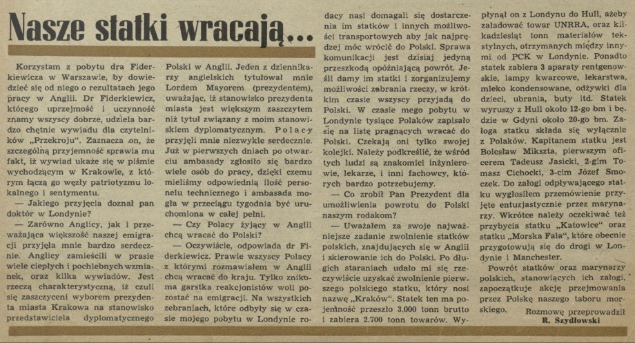 Nasze statki wracają...