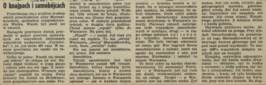 O knajpach i samobójcach