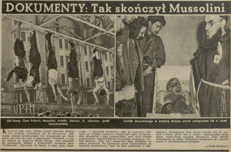 Dokumenty: Tak skończył Mussolini