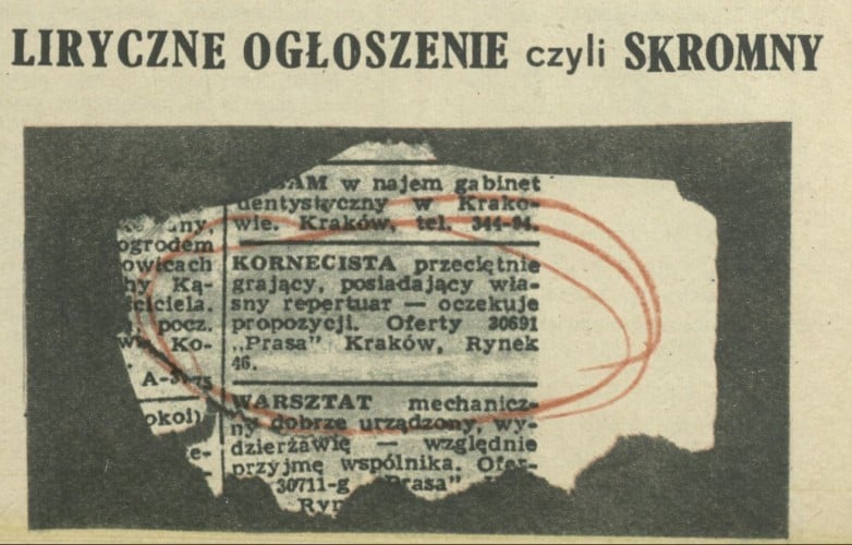 Liryczne ogłoszenie czyli skromny