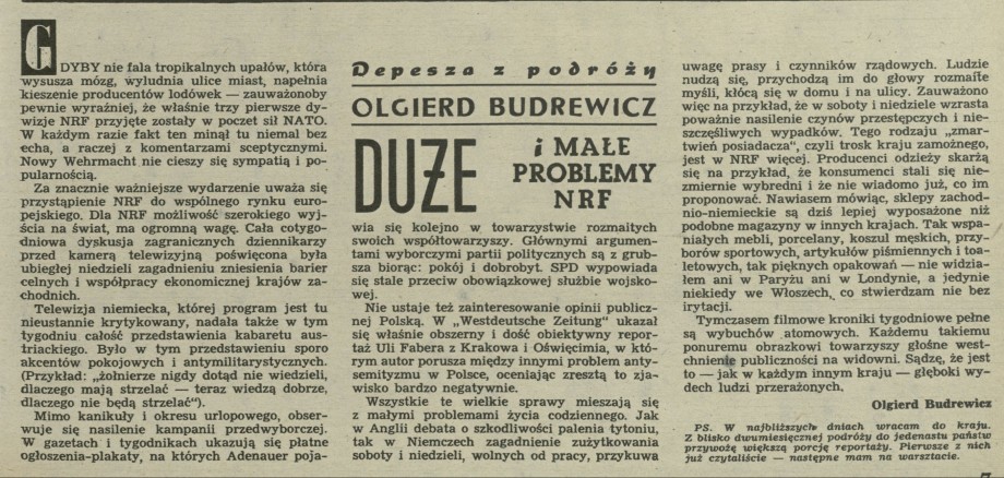 Depesza z podróży. Duże i małe problemy NRF