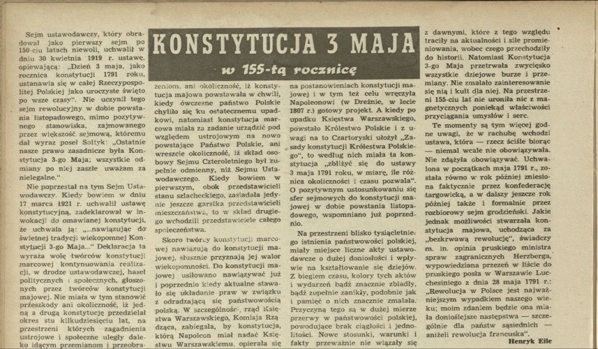 Konstytucja 3 maja w 155-tą rocznicę