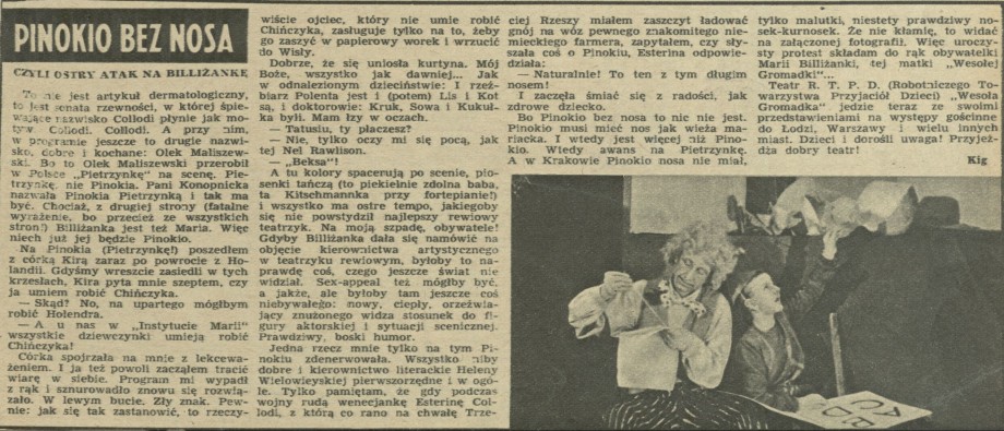 Pinokio bez nosa czyli ostry atak na Billiżankę