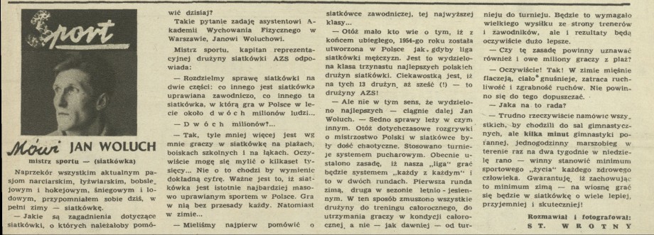 Mówi Jan Woluch - mistrz sportu, siatkówka