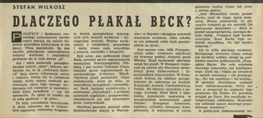 Dlaczego płakał Beck?