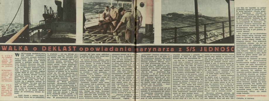 Walka o deklast - opowiadanie marynarza z S/S Jedność