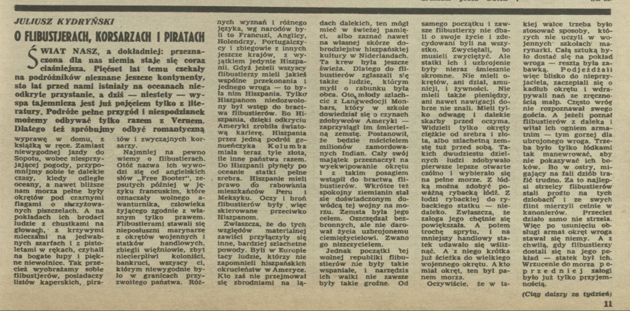 O flibustjerach, korsarzach i piratach