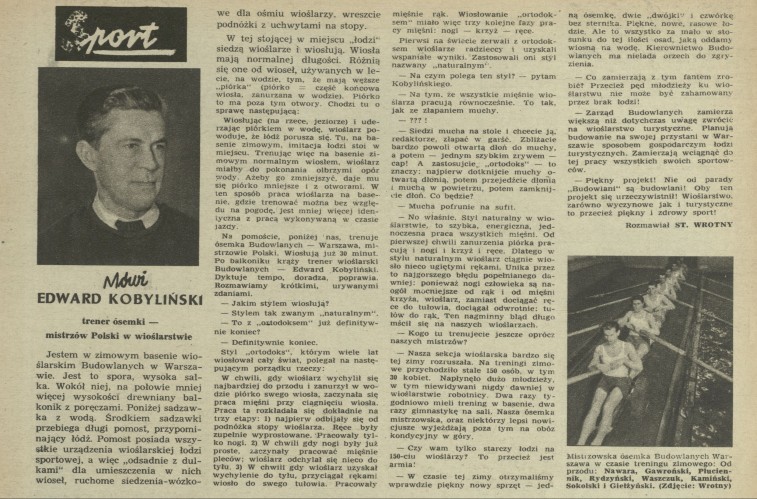 Mówi Edward Kobyliński - trener ósemki mistrzów Polski w wioślarstwie