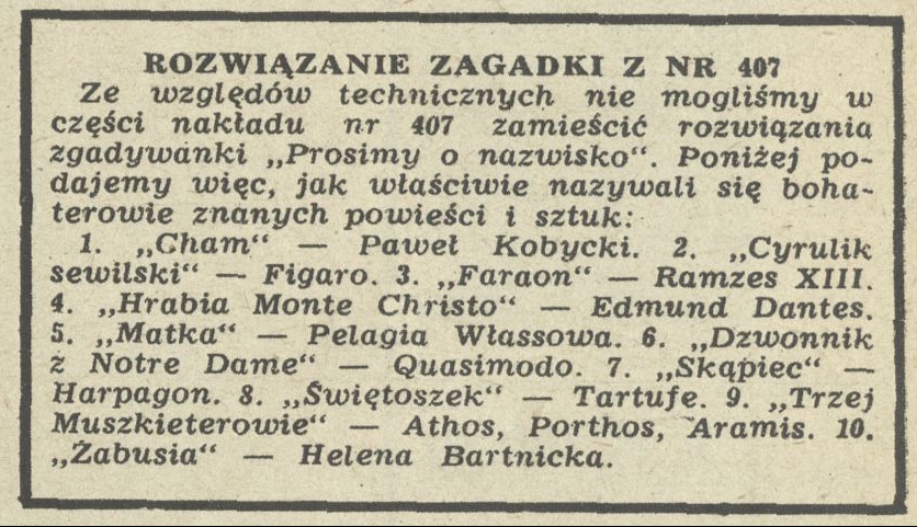 Rozwiązanie zagadki z nr 407
