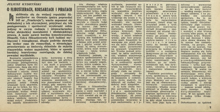 O flibustjerach, korsarzach i piratach