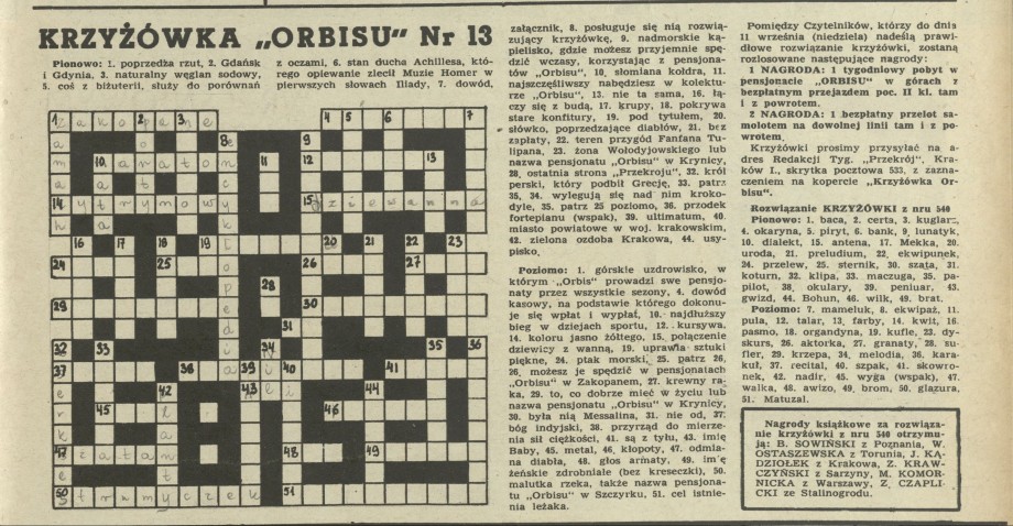 Krzyżówka Orbisu nr 13