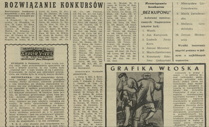 Rozwiązanie konkursów z nru 416-417 i "Bez kuponu"