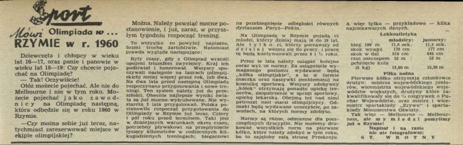 Olimpiada w... Rzymie w r. 1960