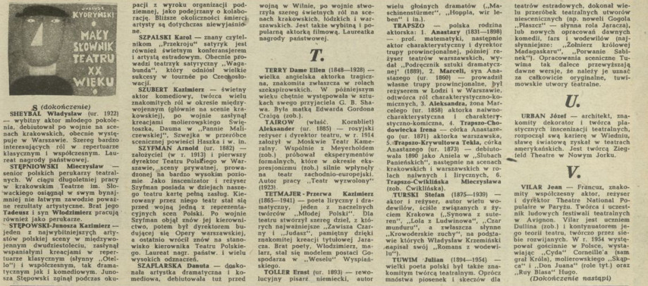 Mały słownik teatru XX wieku – S, T, U, V