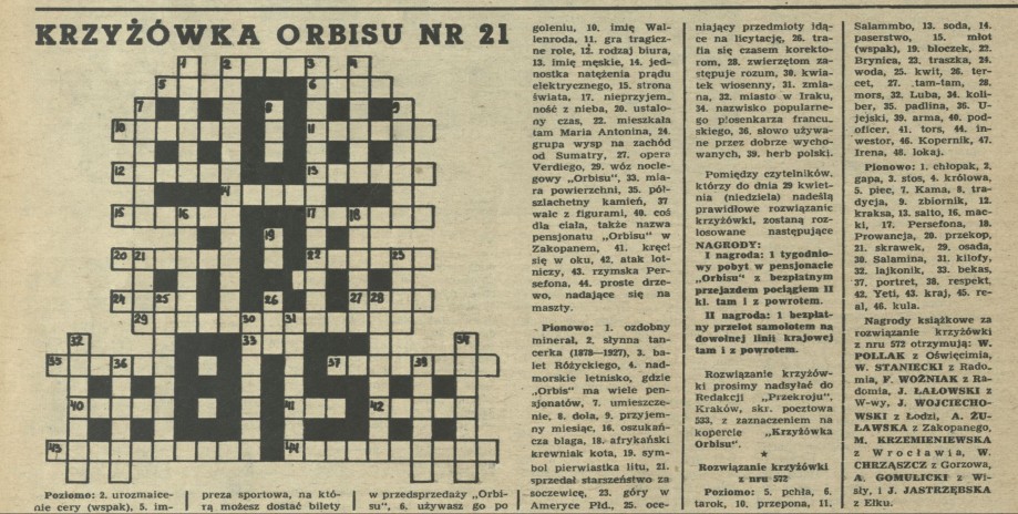 Krzyżówka Orbisu nr 21