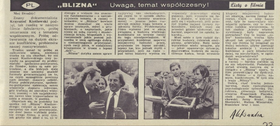 "Blizna" - Uwaga, teamt współczesny!