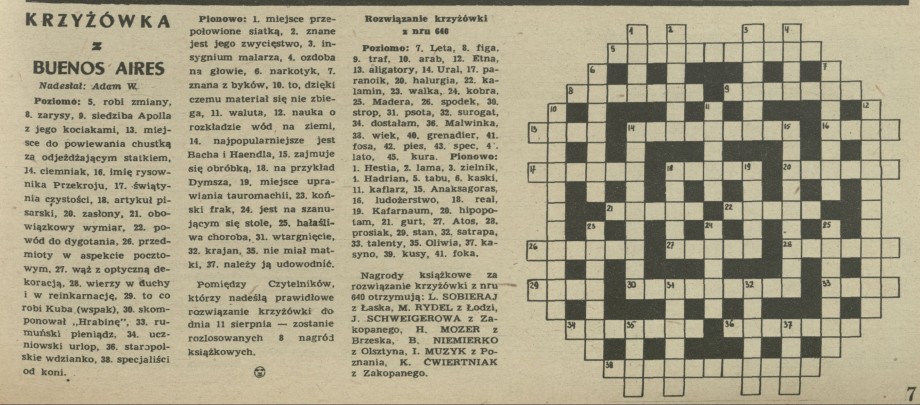 Krzyżówka z Buenos Aires