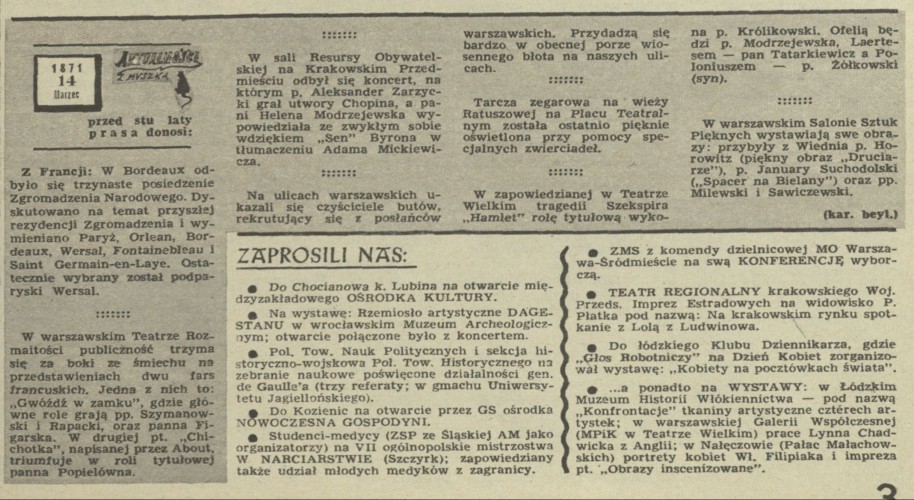 Przed stu laty prasa dnosi