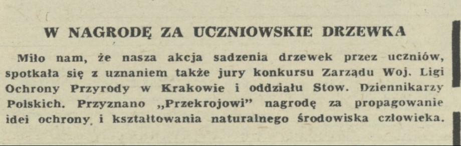 W nagrodę za uczniowskie drzewka