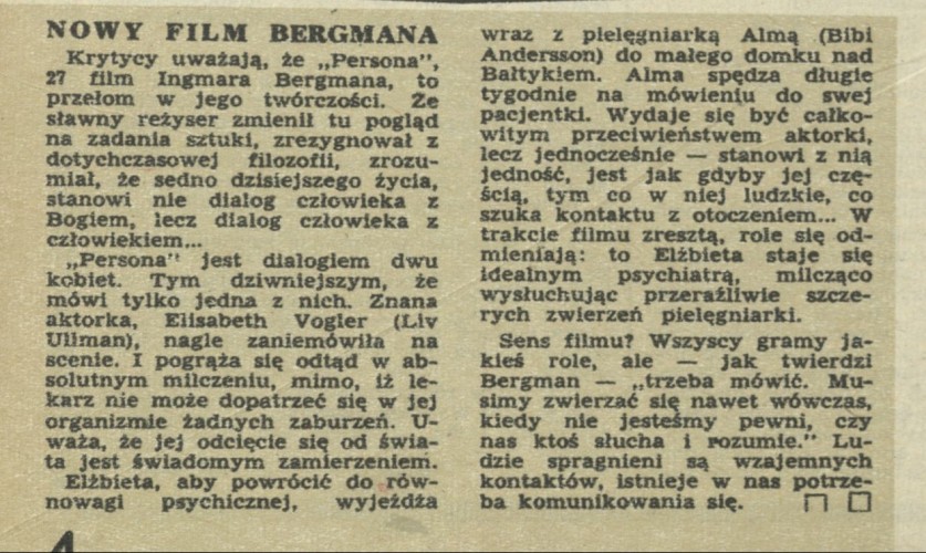 Nowy film Bergmana