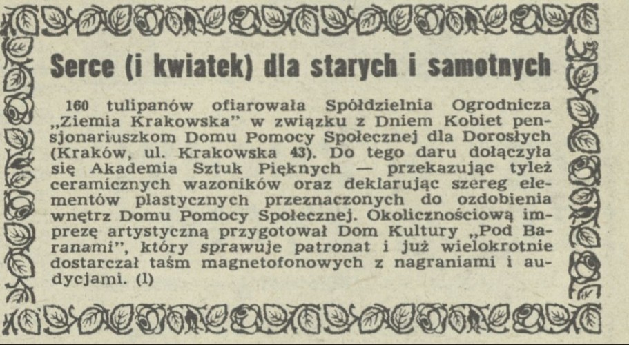 Serce (i kwiatek) dla starych i samotnych