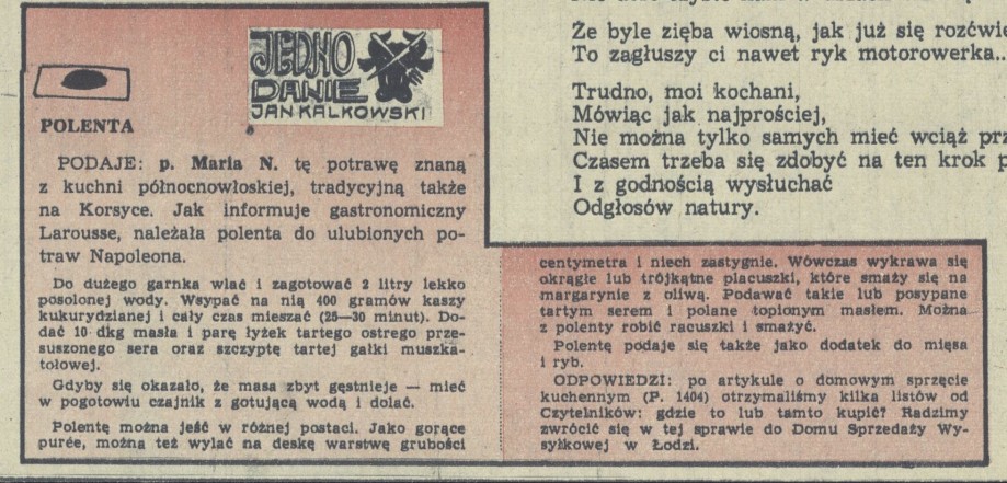 Jedno danie Jan Kalkowski