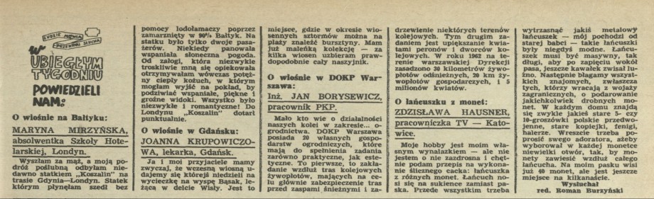 W ubiegłym tygodniu powiedzieli nam