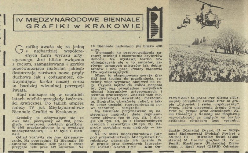 IV Międzynarodowe Biennale Grafiki w Krakowie