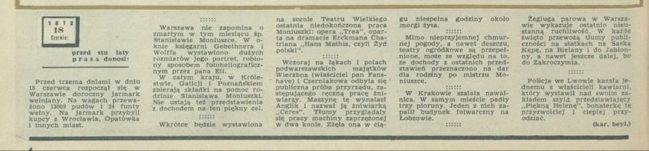 Przed stu laty prasa dnosi