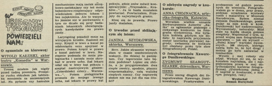 W ubiegłym tygodniu powiedzieli nam: