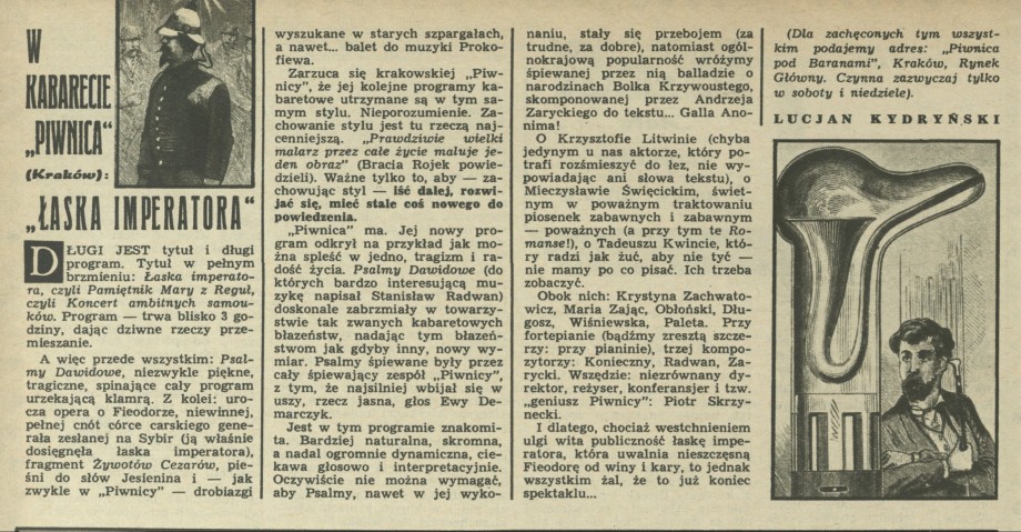 W kabarecie Piwnica (Kraków): Łaska Imperatora