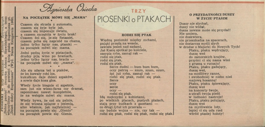 Trzy piosenki o ptakach