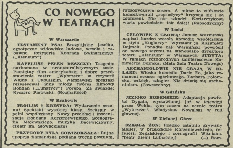 Co nowego w teatrach