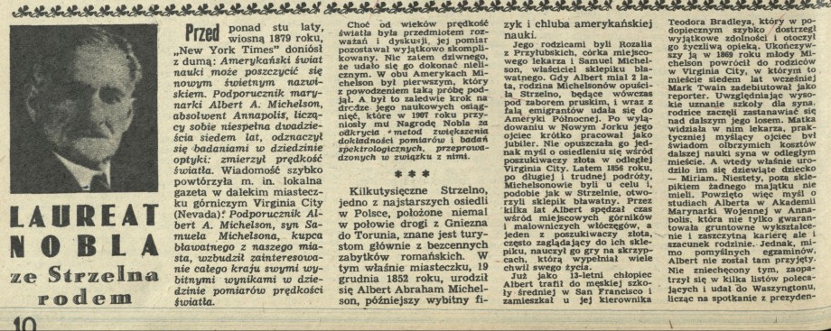 Laureat Nobla ze Strzelna rodem