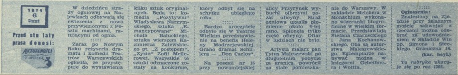 Przed stu laty prasa donosi: