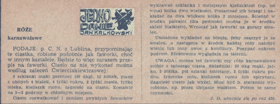 Jedno danie: róże karnawałowe