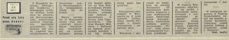 Przed stu laty prasa donosi