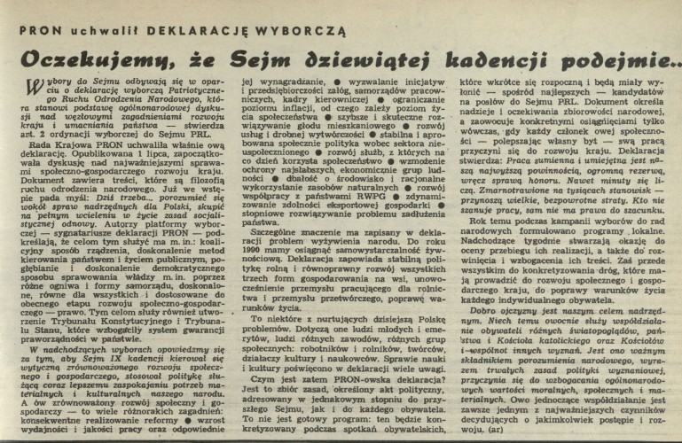 Pron uchwalił deklarację wyborczą