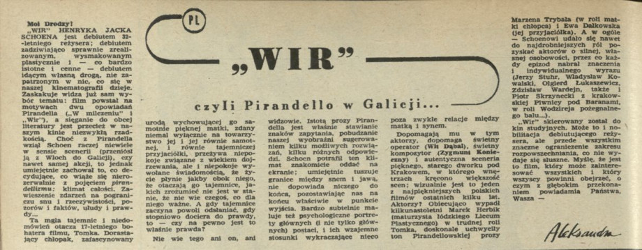 Listy o filmie "Wir"