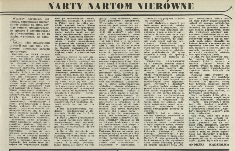 Narty nartom nierówne