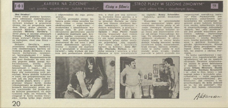 "Kariera na zlecenie", "Stróż plaży w sezonie zimowym"