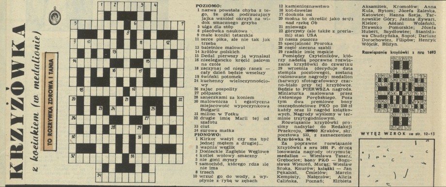 Krzyżówka z kociakiem (w medalionie)