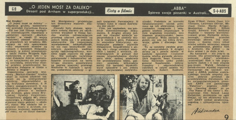 "O jeden most za daleko", "Abba"