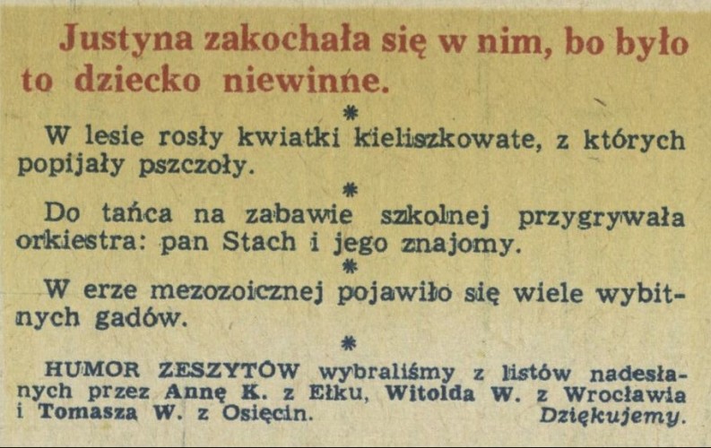 Humor zeszytów szkolnych