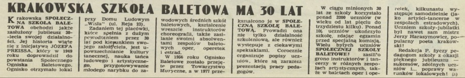 Krakowska szkoła baletowa na 30 lat