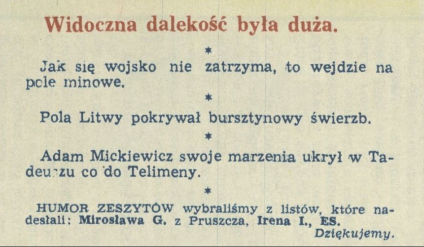 Humor zeszytów szkolnych