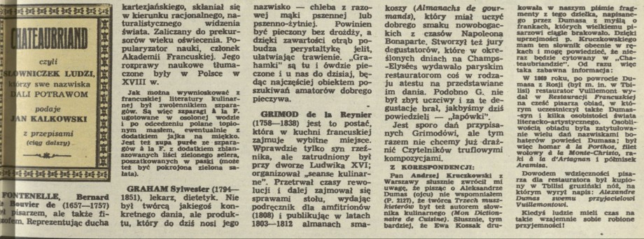 Chateaubriand czyli słowniczek ludzi, którzy swe nazwiska dali potrawom