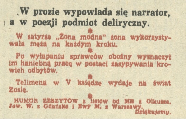 Humor zeszytów