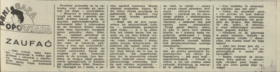 Pani Gapa opowiada. Zaufać